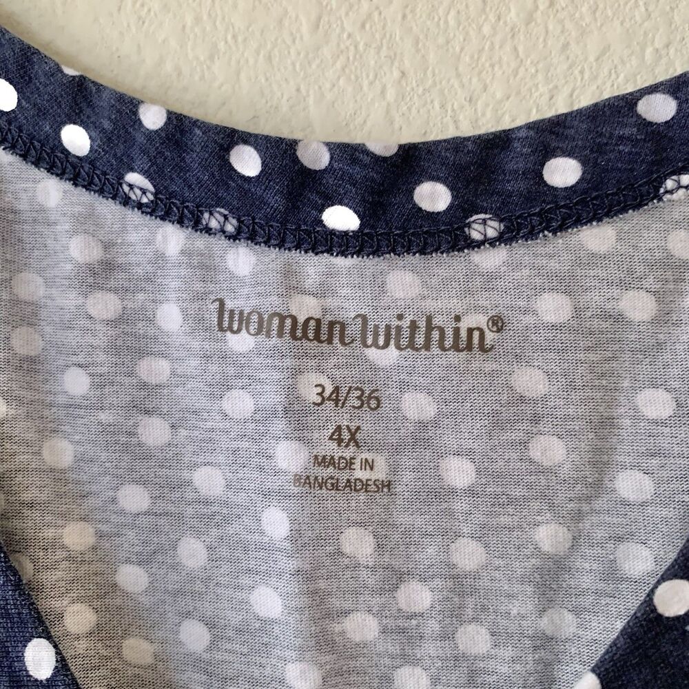 Woman Within Short Sleeve Cotton V-neck T-shirts Lot Of 3 Blue White Patterns 4X - Picture 13 of 16